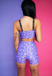 xo purple suxceed womens festival rave shorts