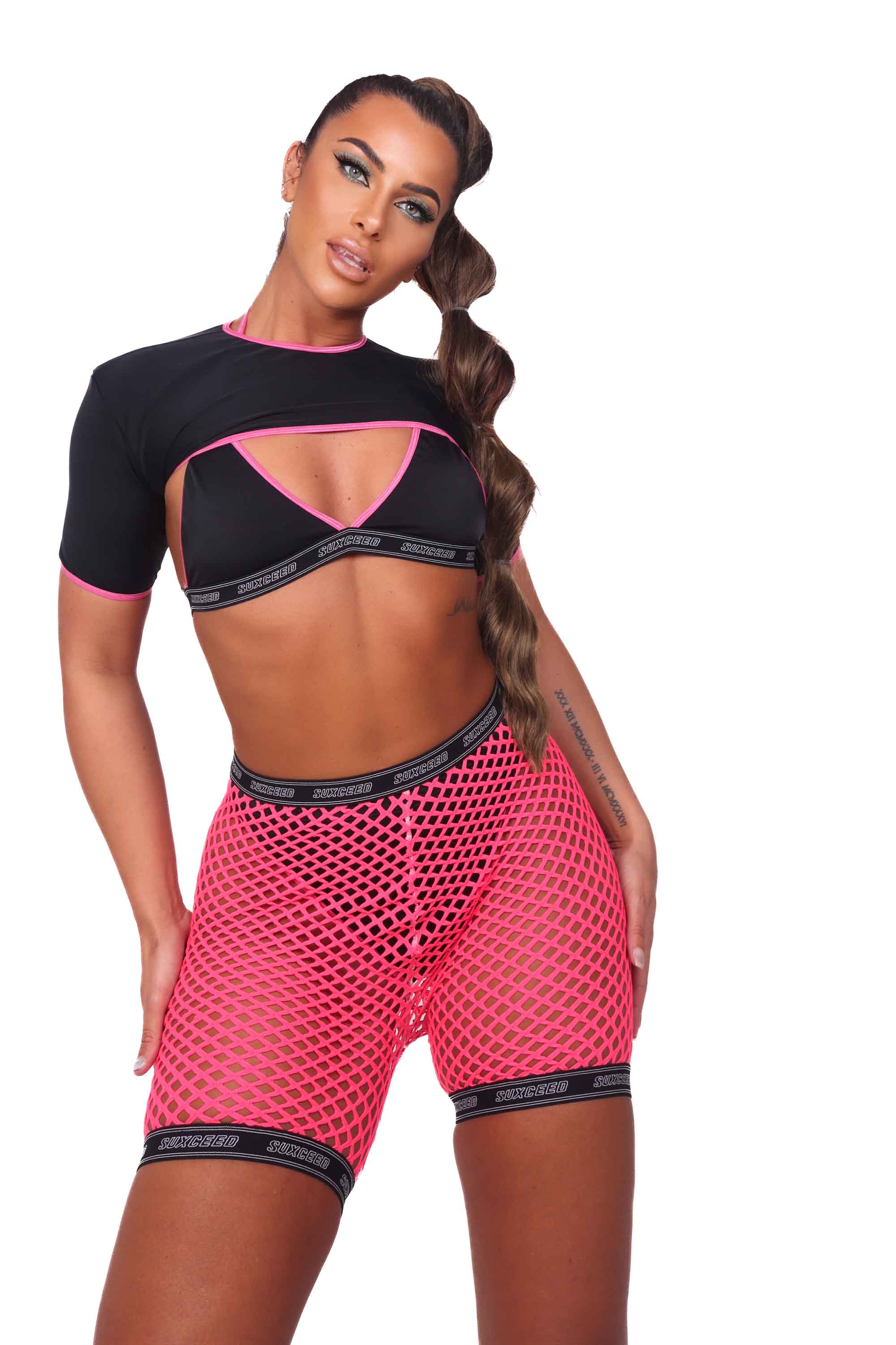 Cosmic Pink Netted Cycle Shorts